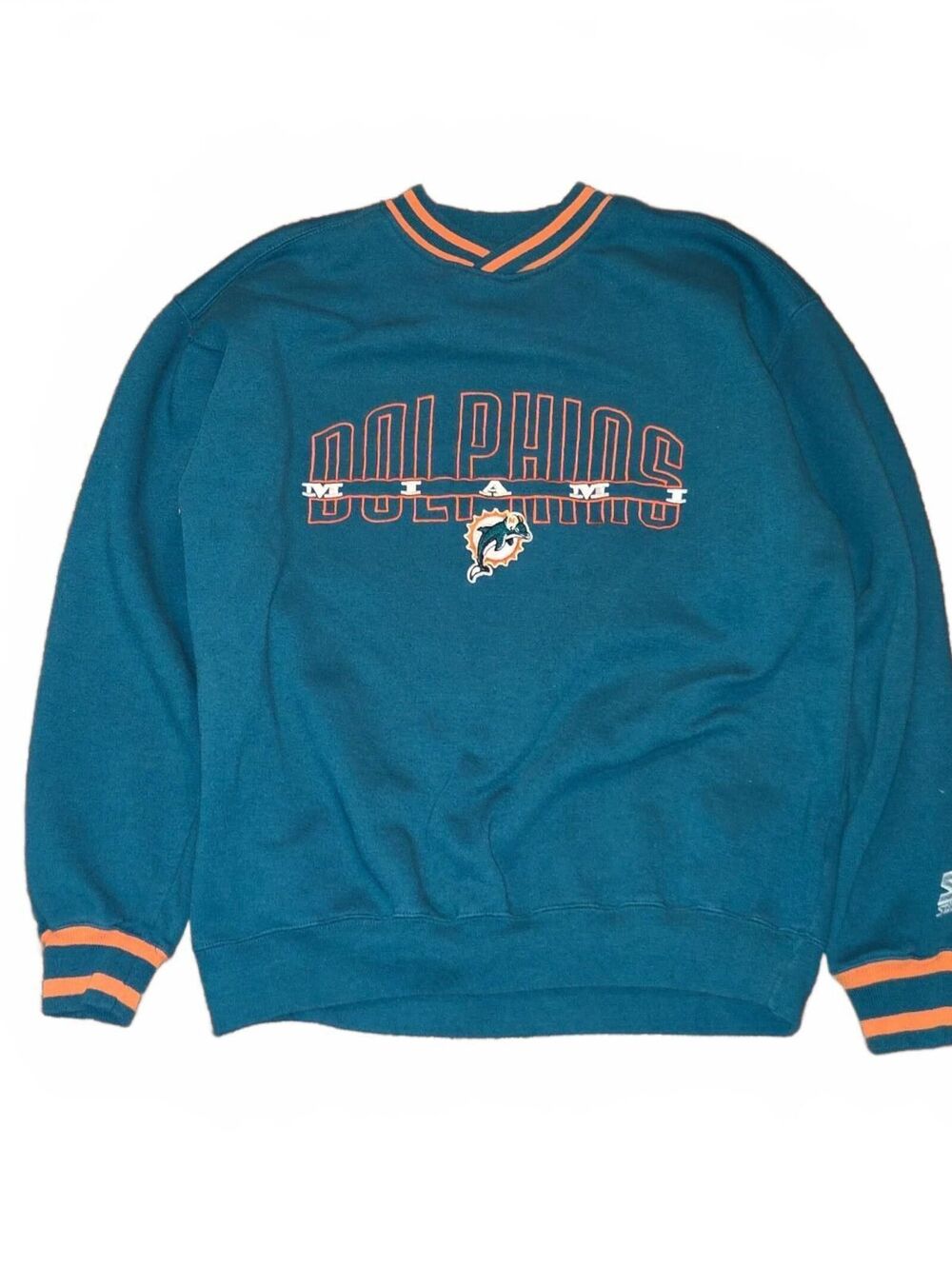 VTG 90's Miami Dolphins Starter Sweatshirt Big Logo Men's Size Large Embroidered